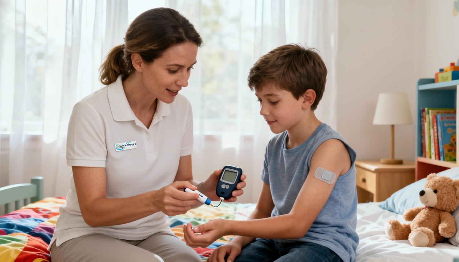 Care Comfor GmbH – Pflegedienst – Frauen kümmern sich um ein diabetisches Kind