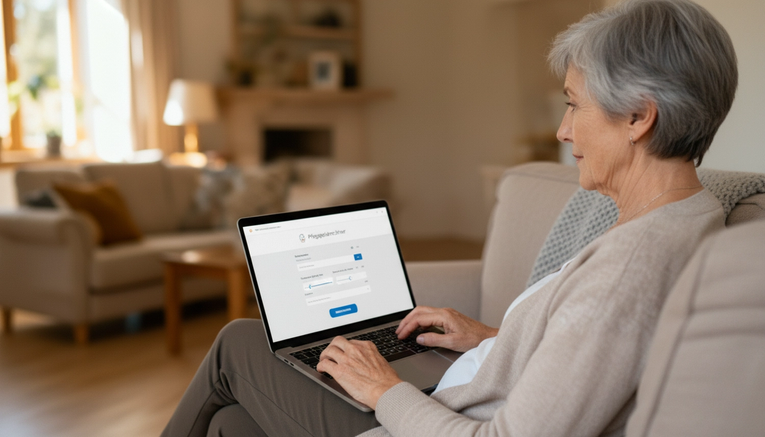 Care Comfor GmbH – Pflegedienst – Ältere Dame entspannt sich mit Laptop im Bett