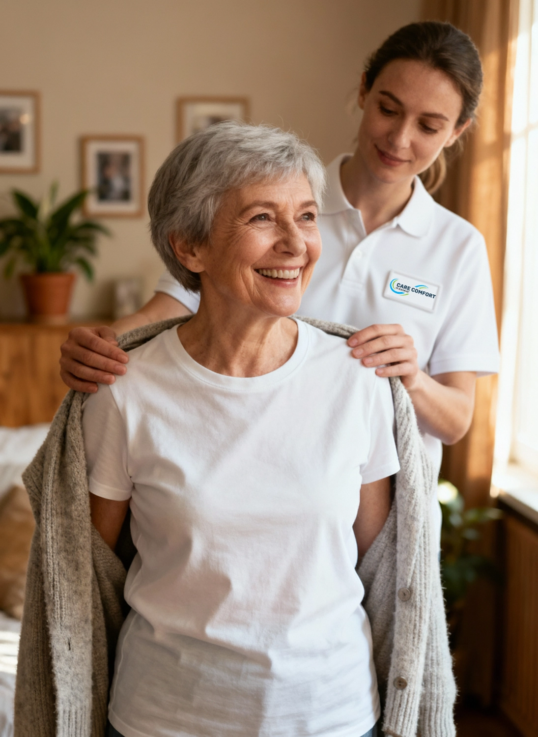 Care Comfor GmbH – Pflegedienst – Pflegekraft betreut eine Frau